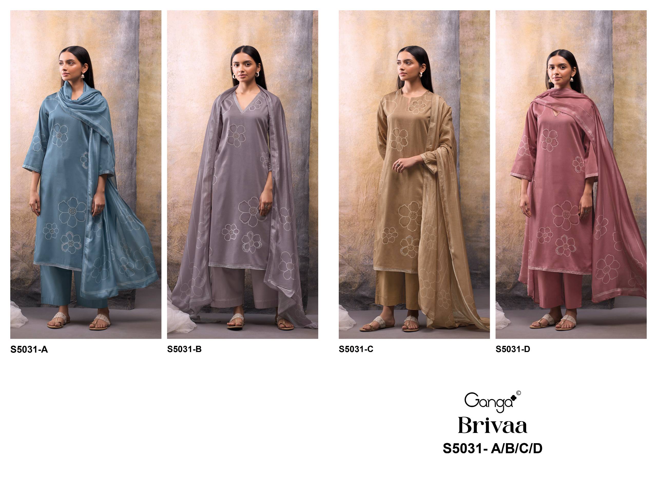 BRIVAA 5031 SERIES BY GANGA FASHION Beautiful Colourful COTTON SATIN Dresses At Wholesale Price